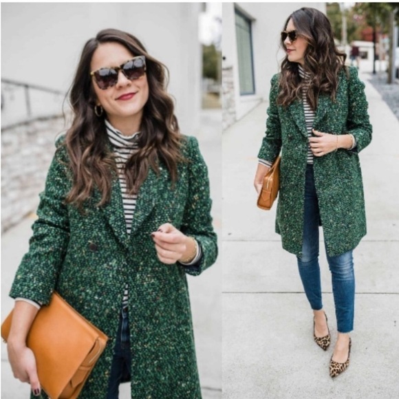 J.CREW Daphne tweed coat green size 4 - Picture 3 of 15